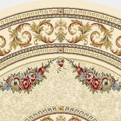 Ivory Round Synthetic Persian Style Area Rug, 5'3"