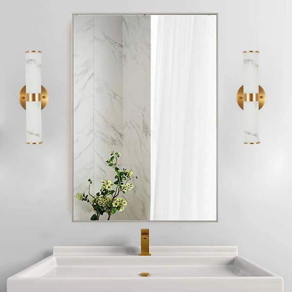 Gloweer 13.8 in. Golden Resin Wall Sconce Vanity Light Set of 2, Modern ...
