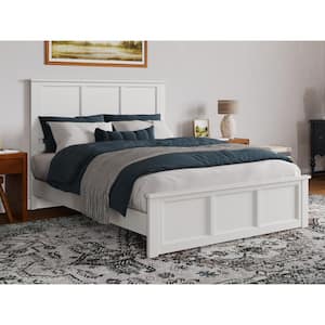 Charlotte White Solid Wood Frame Queen Low Profile Platform Bed with Matching Footboard