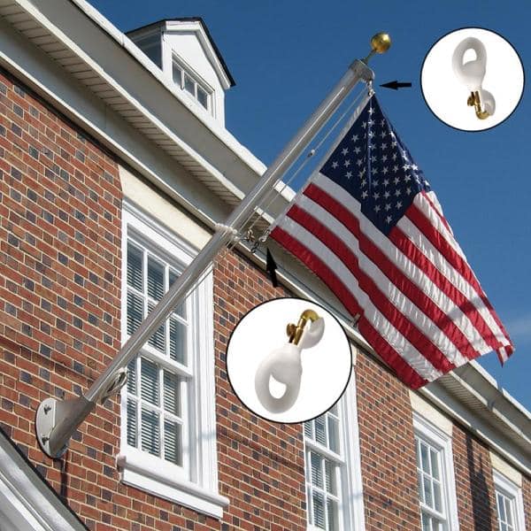 USA Flag 3x5 & Set/2 White Nylon Flag Snap Clips American Flagpole Brand New Lot 