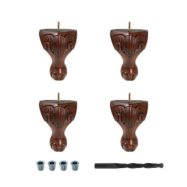 American Pro Decor 6-1/2 in. x 3-1/2 in. Stained Cherry Solid Hardwood Queen Ann Leg (4-Pack)