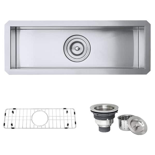 Ruvati Undermount Stainless Steel 23 in. W 16 Gauge Narrow Bar Trough Single Bowl Kitchen Sink RVH7120