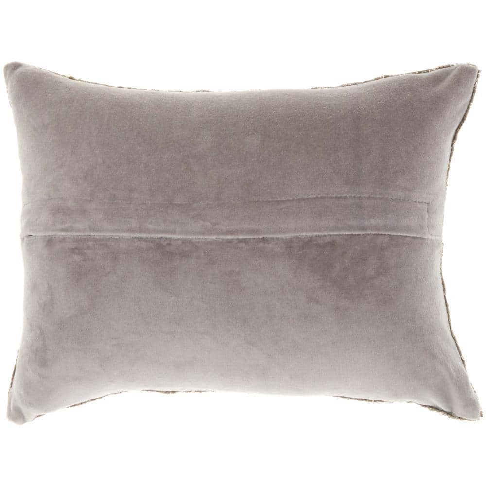 Pewter Gray Beaded Embroidered Lumbar Throw Pillow 10" x 14"