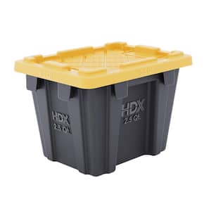 HDX 2.5 qt. Tough Storage Tote in Black with Yellow Lid
