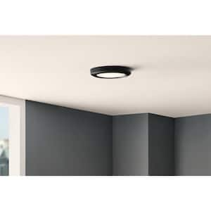 7.5 in. Disk Light LED Flush Mount with Night Light Feature and Extra Black Trim 1000 Lumens Adjustable CCT