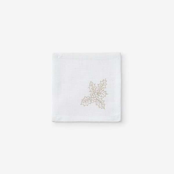 Company Cotton Metallic Holly 6 in. W x 6 in. H Metallic Gold Cotton Napkins Set of 4