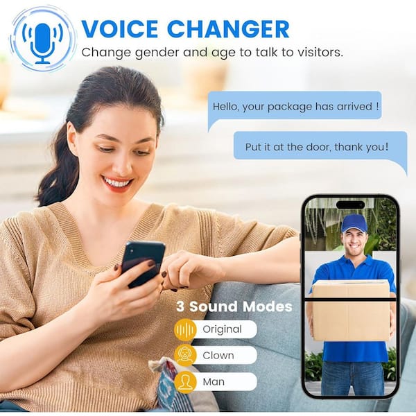 SD Card Doorbell Camera Wireless, Head-to-Toe Video, 2K HD Jamaica Aosu Security Camera