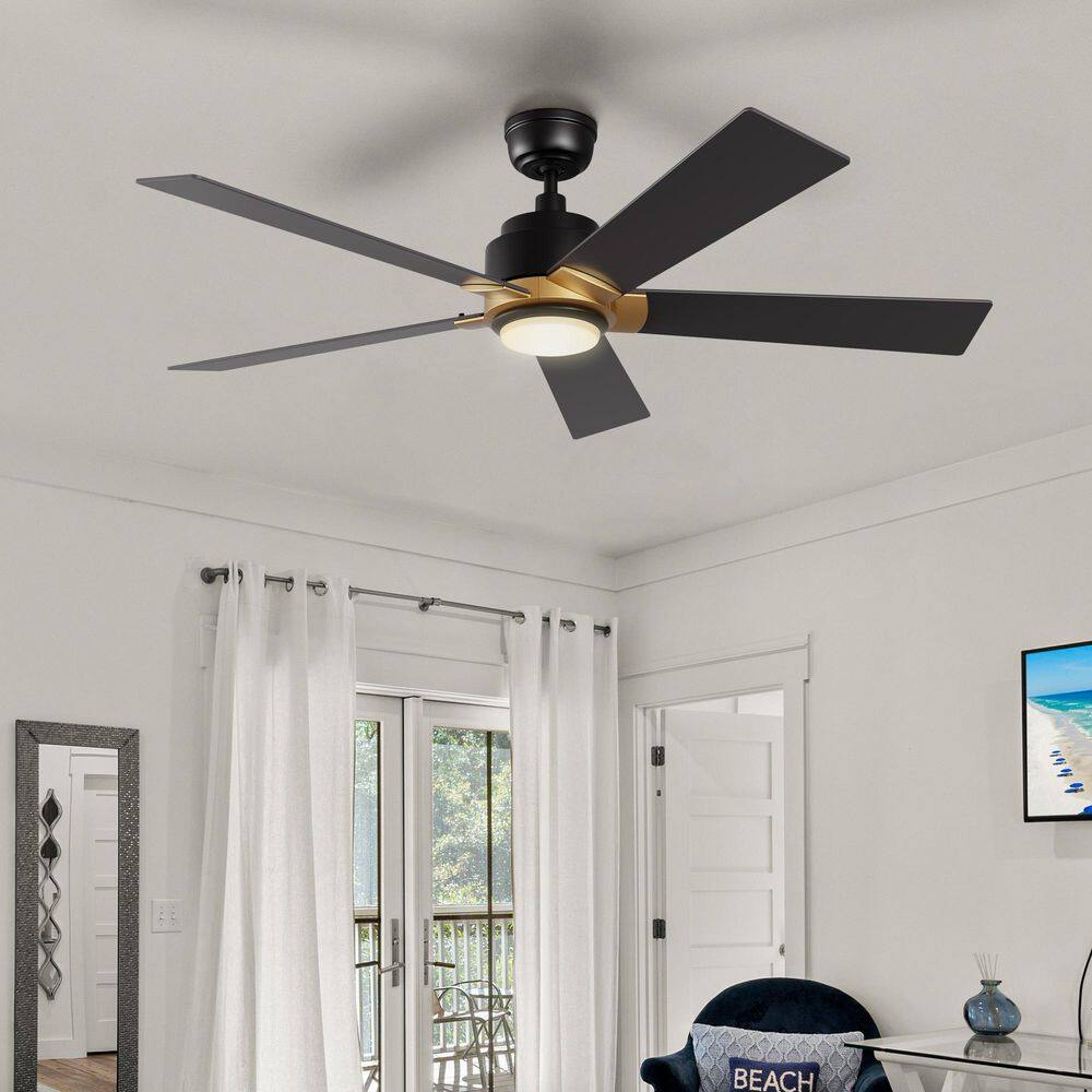 Aspen II 52 in. Dimmable LED Indoor/Outdoor Black Smart Ceiling Fan with Light and Remote, Works with Alexa/Google Home price history on PriceWatchPro