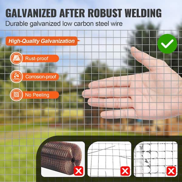 VEVOR Hardware Cloth 0.5 in. x 4 ft. x 50 ft. 19 Gauge Hardware Cloth Galvanized Wire Mesh Roll Chicken Wire Fencing Wire Mesh