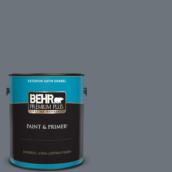 BEHR PREMIUM PLUS 1 gal. #750F-5 Silver Hill Satin Enamel Exterior Paint & Primer