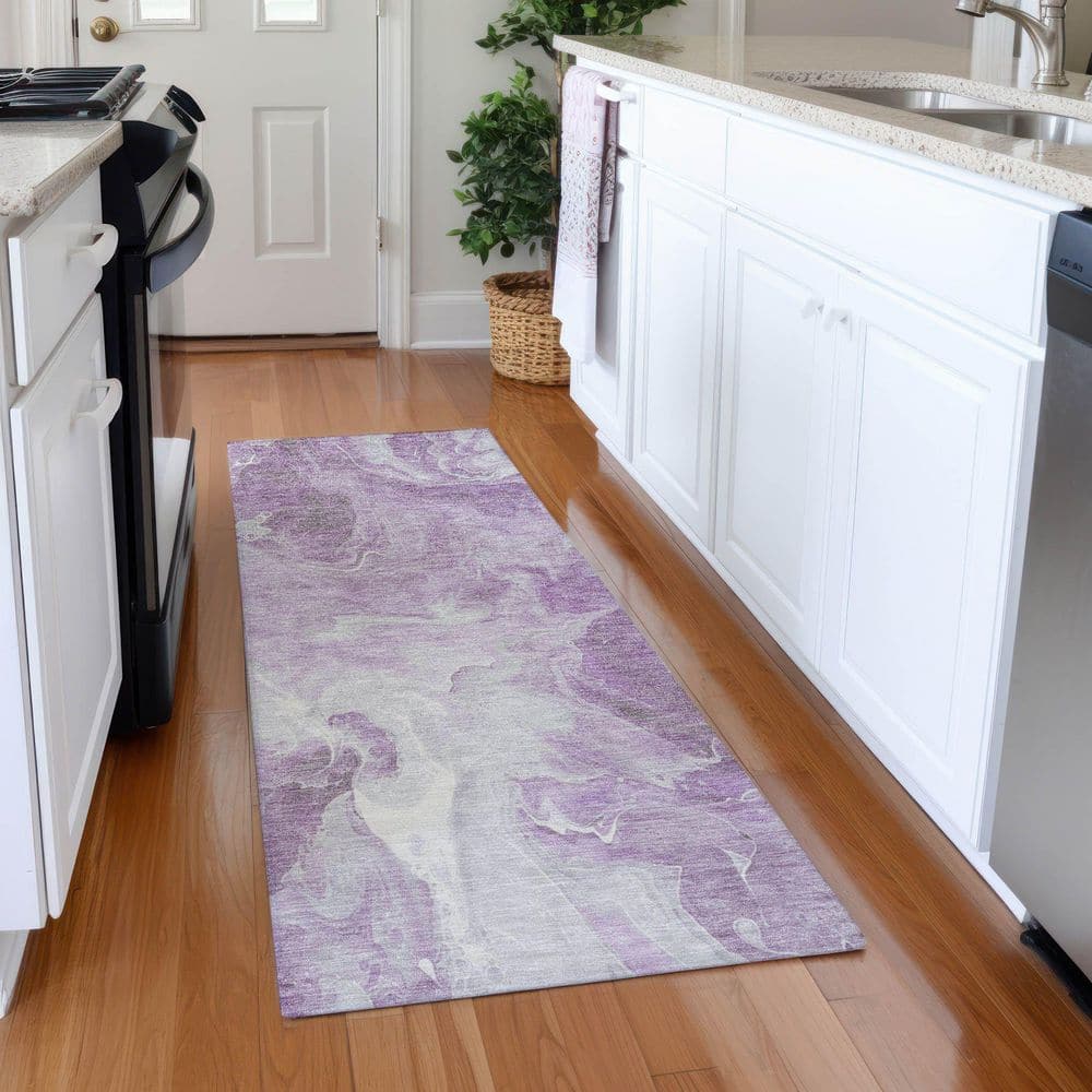 Mayfield Premium Machine Washable Abstract AMF1687 Lavender 2 ft. 3 in. x 7 ft. 6 in. Runner Rug price history on PriceWatchPro