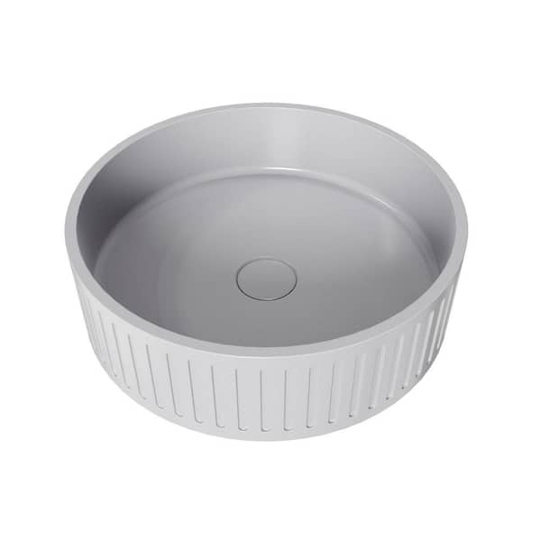 Yunus 15 in. Vessel Concrete Round Modern Gray Bathroom Sink