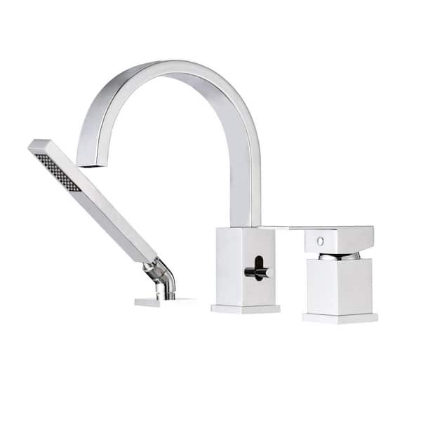 Waterfall Bathtub 1-Handle Bidet Faucet with Sprayer, with Hand Shower Deck Mount Waterfall Tub Spout Set in Chrome