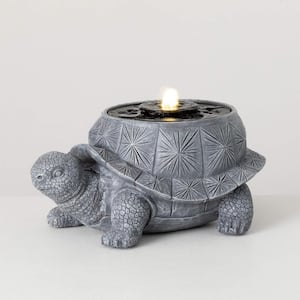 8.25 in. Stone Gray Tortoise Fountain, Resin