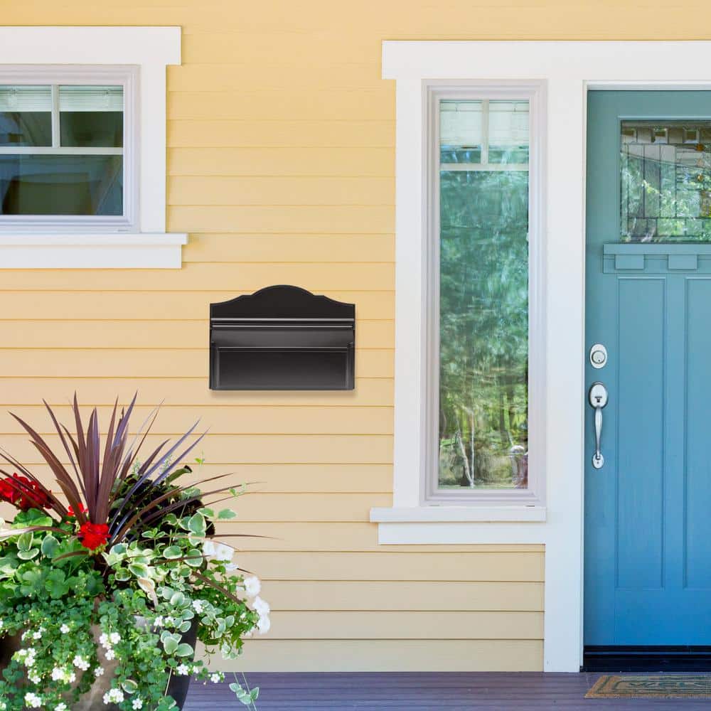 Black Colonial Wall Mounted Mailbox with Classic Arch Design