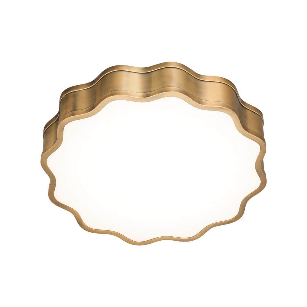 Vaughan 16" Aged Brass Glass LED Flush Mount