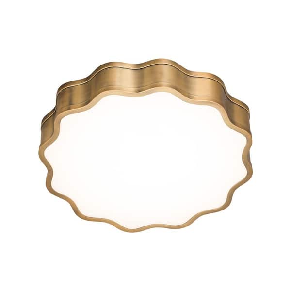 WAC Lighting Vaughan 16 in. 1-Light Aged Brass 3000K LED Flush Mount