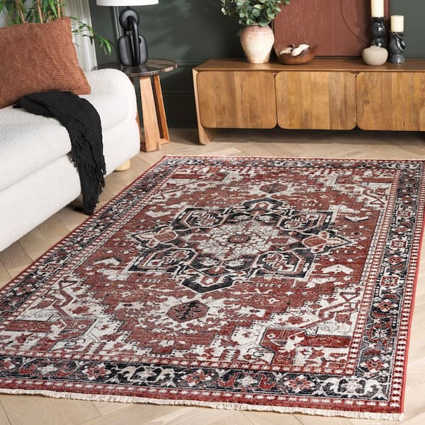 Herat 4 ft. x 6 ft. Rust/Black Medallion Area Rug