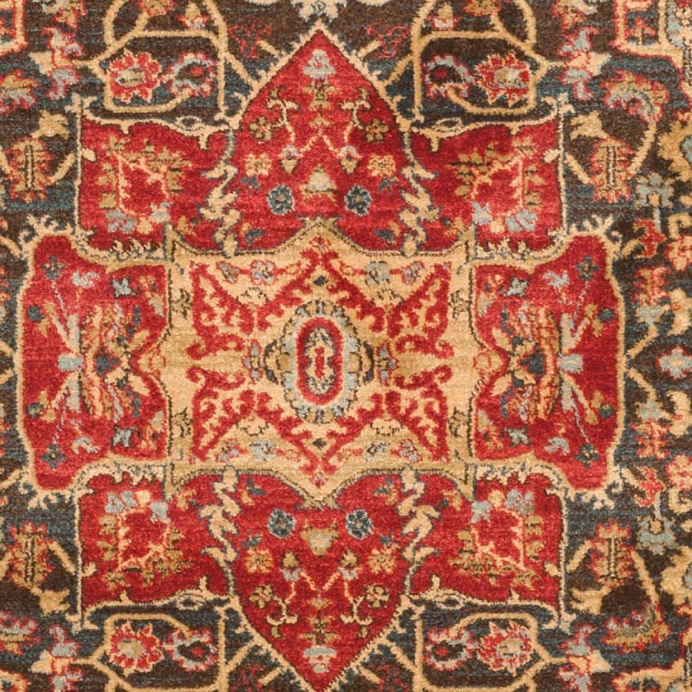 Red Rectangular Synthetic Stain-Resistant Area Rug