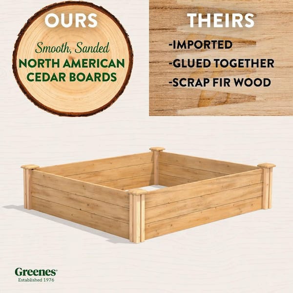 Greenes Fence Premium Sanded Natural Cedar Wooden Rectangle Raised