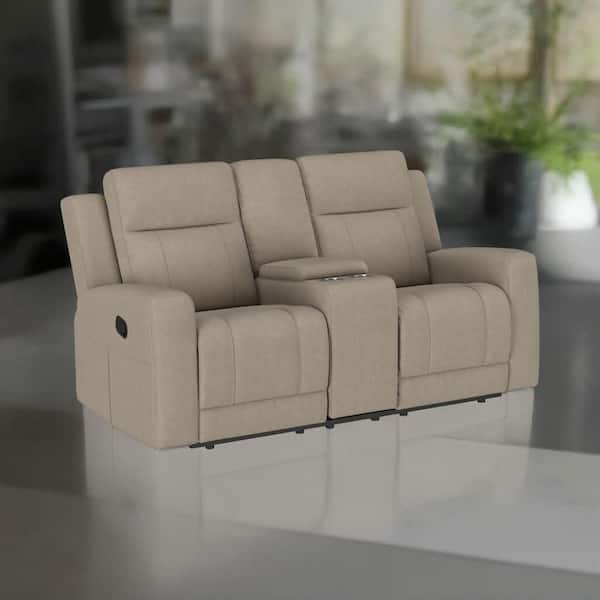 Krio Brown Faux Leather Glider Recliner Manual Loveseat