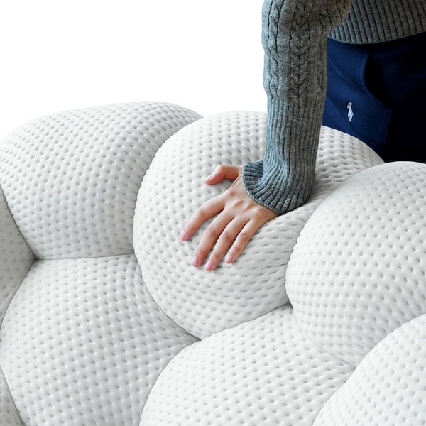 147 in. 3-Seater Bubble Curved Couch with Ottoman 3D Honeycomb Shaped in Gray (3 pcs.)