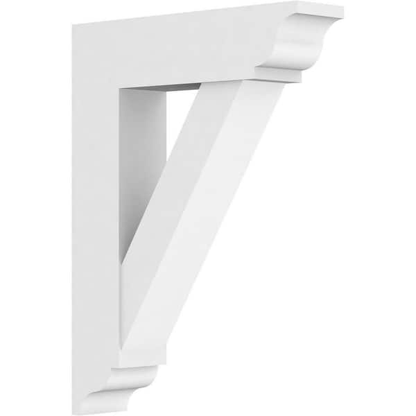 Ekena Millwork 5 in. x 32 in. x 24 in. Traditional Bracket with Traditional Ends, Standard Architectural Grade PVC Bracket