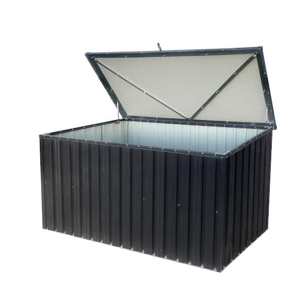 215 gal. Outdoor Waterproof Storage Deck Box Black Metal Outdoor Storage Cabinet