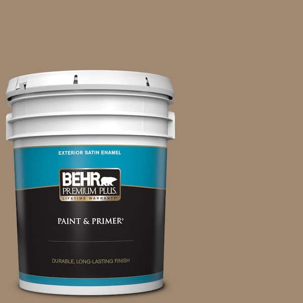 BEHR PREMIUM PLUS 5 gal. #700D-5 Toffee Crunch Satin Enamel Exterior Paint & Primer