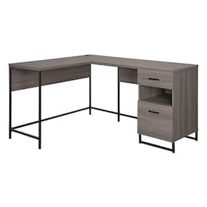 Hagney Lane 58 in. Farm Oak Laminate Computer Desk with Two Drawers