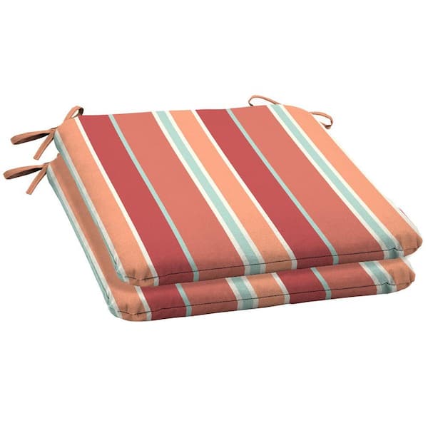 Arden Eden Stripe Coral Wrought Outdoor Iron Seat Pad 2 Pack-DISCONTINUED