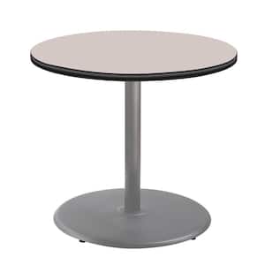 36 in. Round CT Series Gray Laminate Composite Wood Core Top Grey Steel Column Dining Table 30 in. Height (Seats 4)
