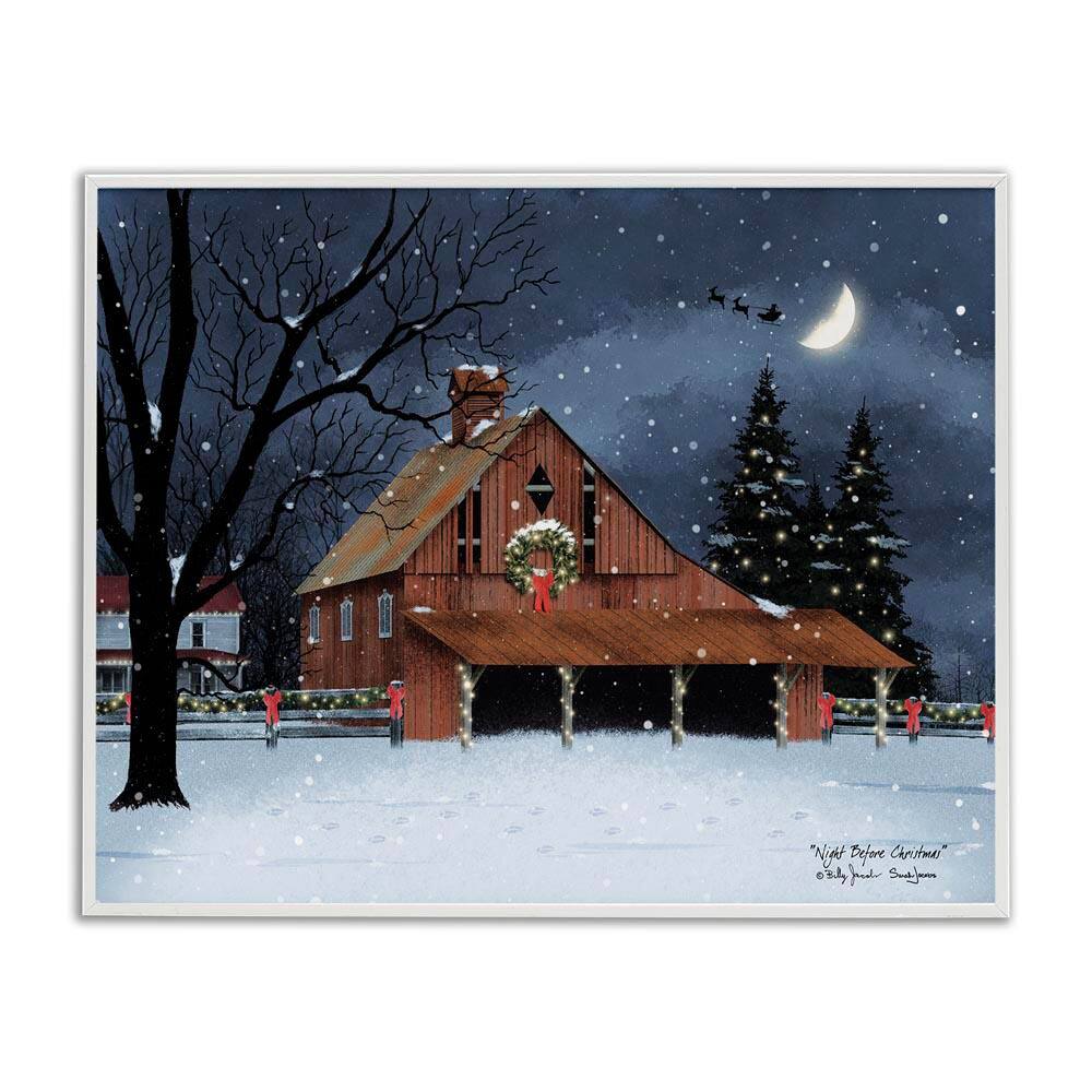 Night Before Christmas Barn by Billy Jacobs White Framed Nature Giclee Art Print 11 in. x 14 in. price history on PriceWatchPro
