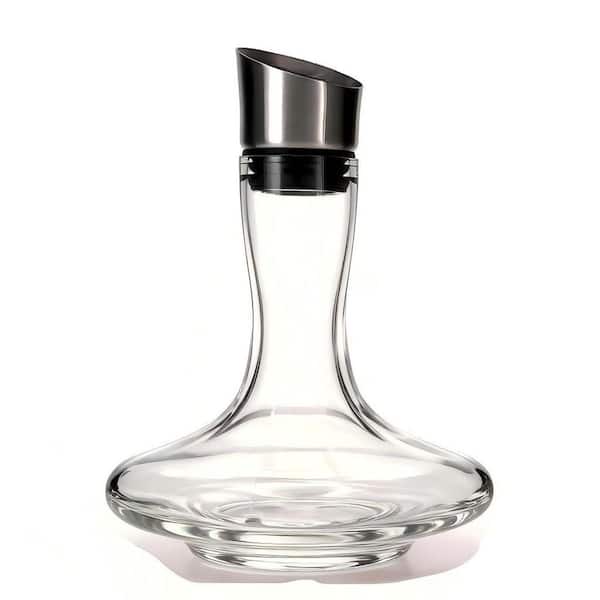 100% Lead-Free Crystal Wine Decanter with Built-in Aerator Pourer, Handheld Red Wine Carafe, Clear Wine Gift Accessory