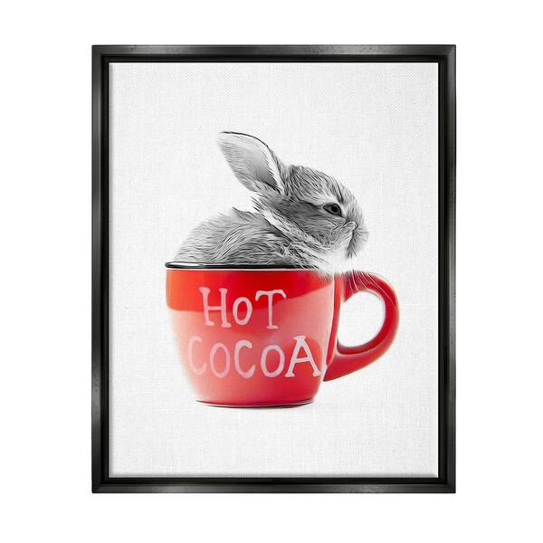 Stupell Industries Bunny in Red Mug by Annalisa Latella 1-Piece Floater Frame Graphic Print Animal Poster Art Print 31 in. x 25 in.