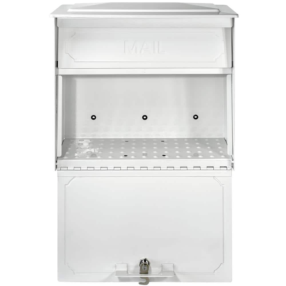 Alpine White Large Lockable Steel Wall Mount Mailbox