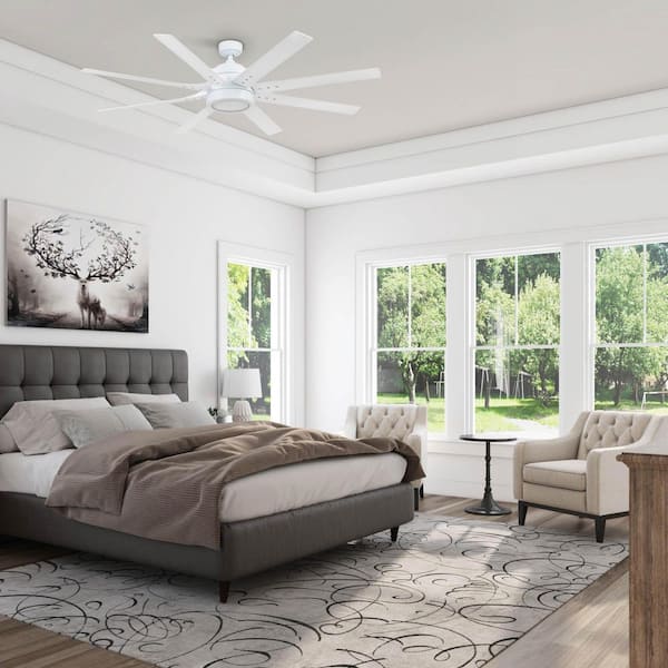 Xerxes 62 in. Bright White Downrod/Angle Mount Standard 8-Blade LED Indoor Ceiling Fan with Remote Control