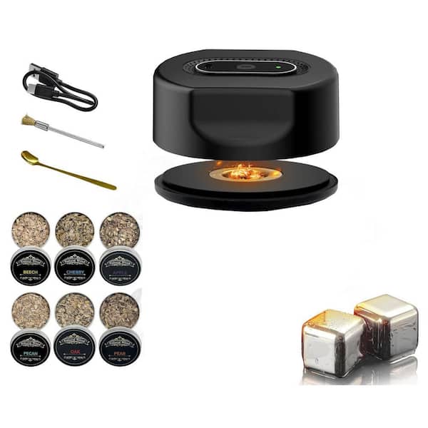 Whiskey Smoker Kit Electric with Acacia Smoke Infuser and 6-Flavors Wood Chips Cocktail Smoker Kit (No Butane)
