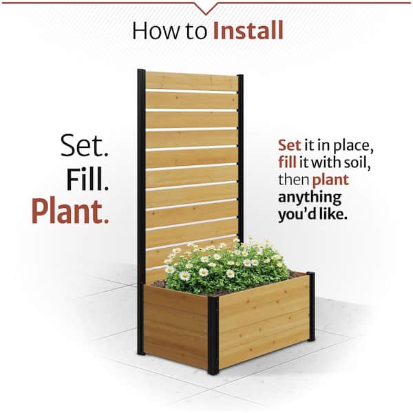 Enclo Privacy Screens Concord 6 ft. Cedar Flat Top Fence Panel with Planter Box