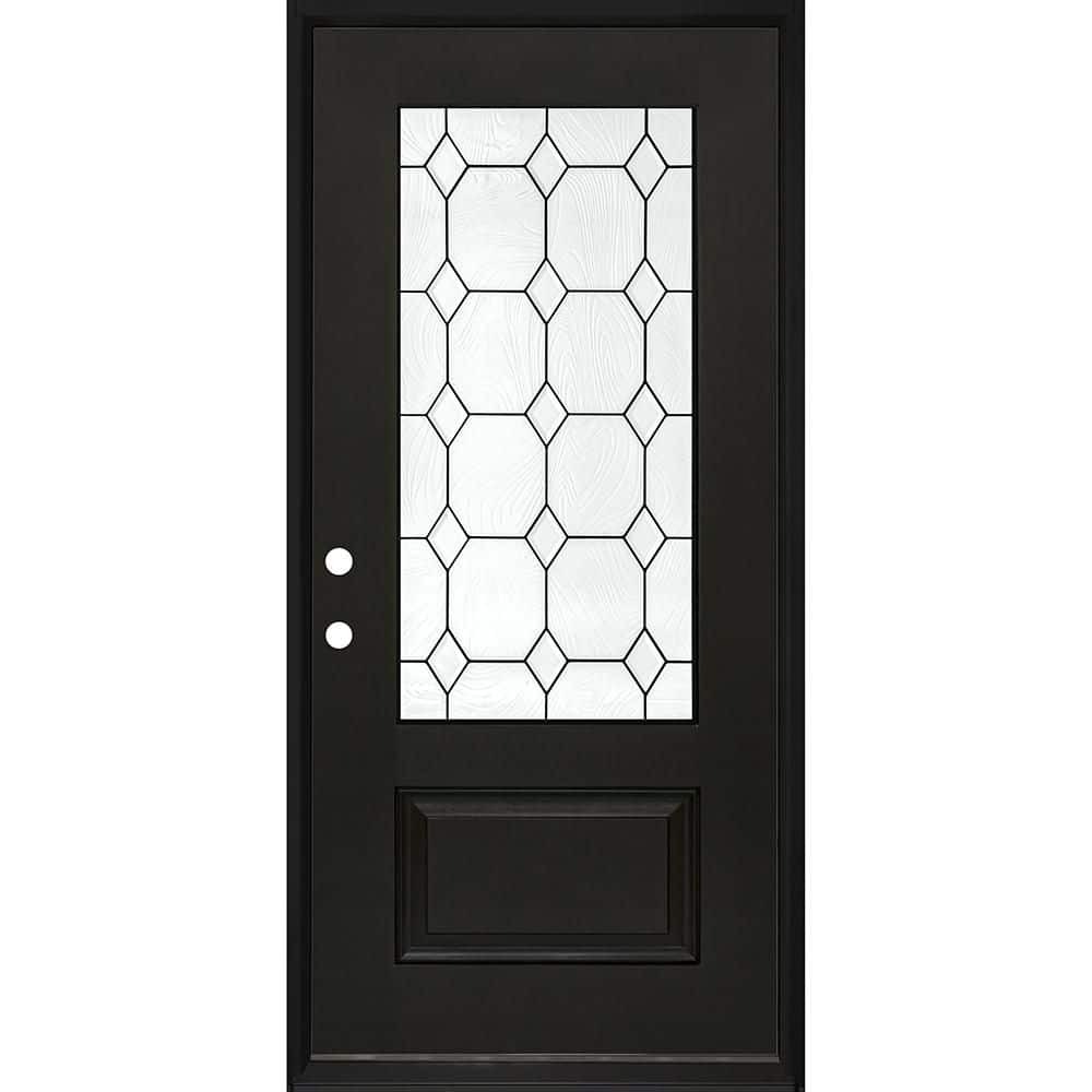 Regency 36 in. x 80 in. 3/4L Marquise Glass RHIS Onyx Stain Fiberglass Prehung Front Door with 4-9/16 Jamb price history on PriceWatchPro