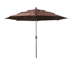10 ft. Steel Market Patio Umbrella with Crank and Tilt in Color Coffee