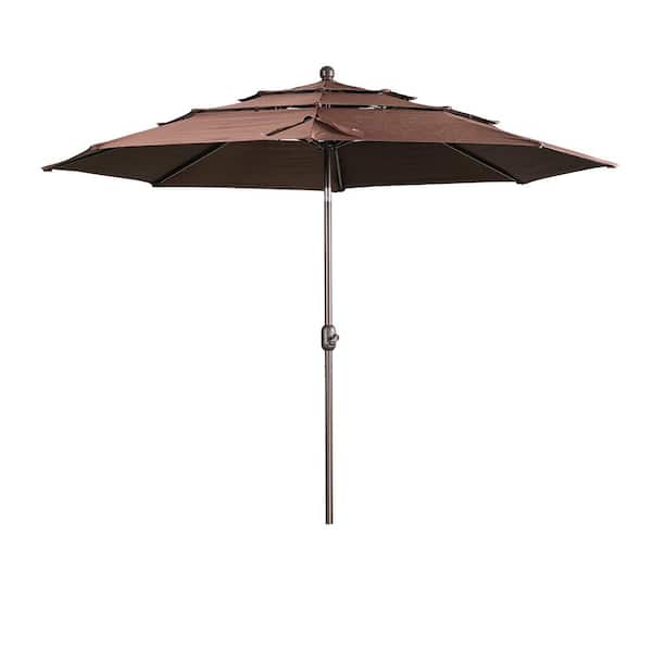 Aoodor 10 ft. Steel Market Patio Umbrella with Crank and Tilt in Color
