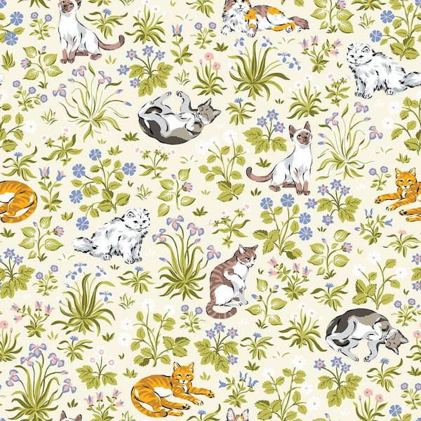 Must Love Cats Linen Peel and Stick Wallpaper
