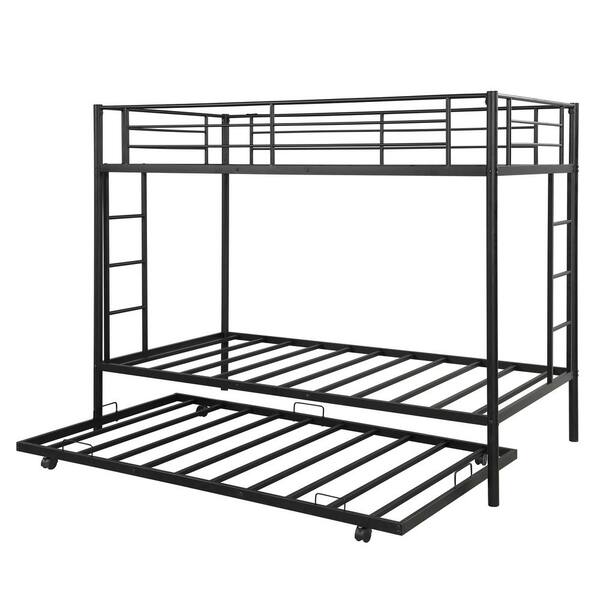 aisword Twin Over Twin Bunk Bed with Trundle - Black MF19238PBH7AAB ...