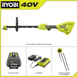 40V Expand-It Cordless Battery Attachment Capable Powerhead Kit & Gutter Blower with 4.0 Ah Battery and Charger