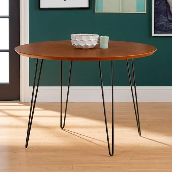 Walnut Round Hairpin Leg Dining Table, Home Depot Dining Table Legs
