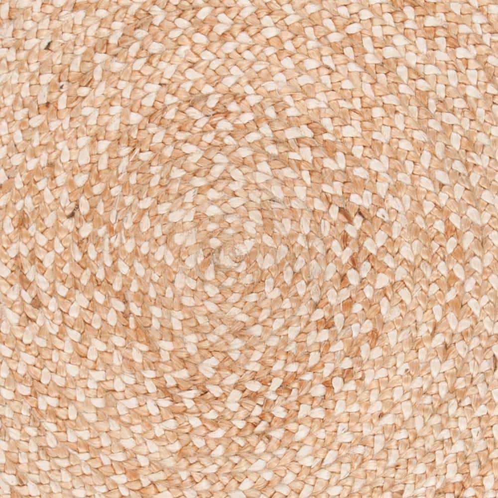 Handmade Ivory and Natural Braided Jute Round Area Rug, 6 ft