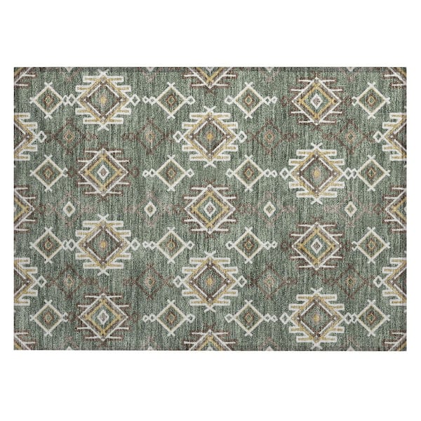 Chantille Machine Washable Indoor/Outdoor Abstract ACN3042 Basil 2 ft. x 3 ft. Accent Rug