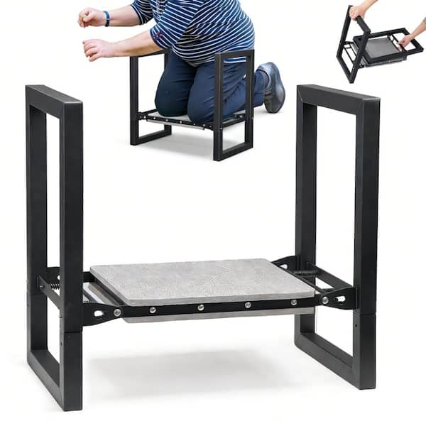 Heavy-Duty Folding Garden Kneeler Seat with Handle, No-Assembly Steel Frame