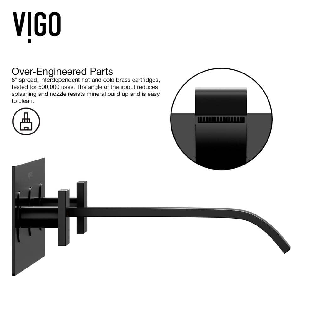 Contemporary Dual-Handle Black Nickel Wall-Mounted Bathroom Faucet